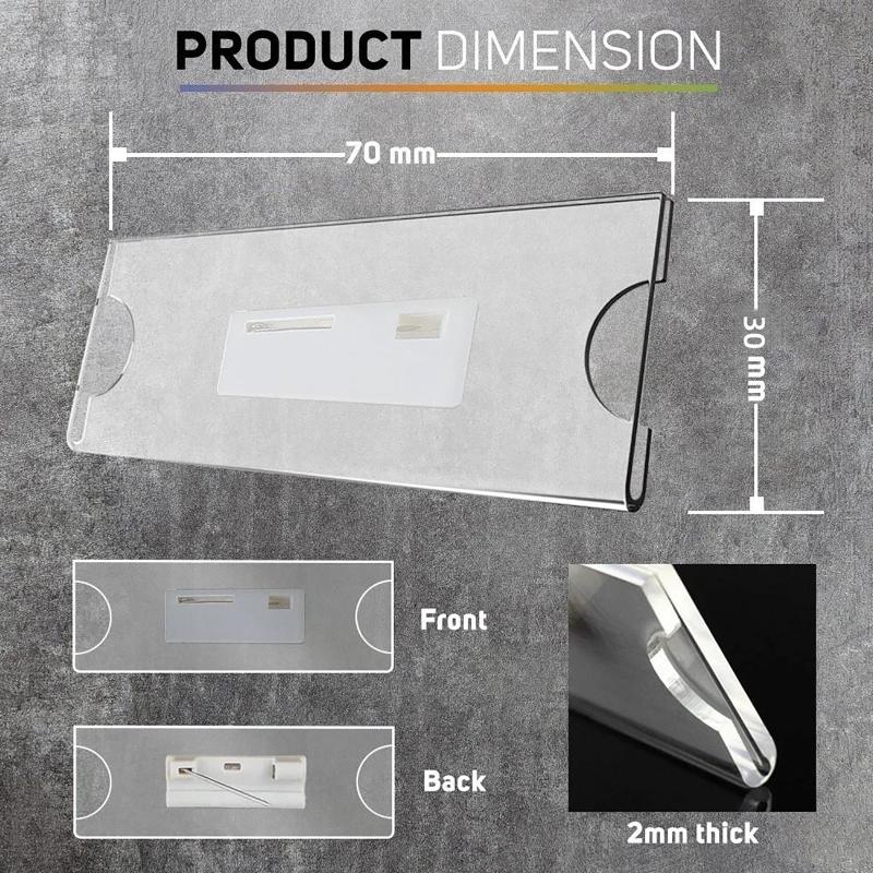 Index Card Holder - Duidelijke veiligheidsspeldclip broche universele ID-badgehouder herbruikbare