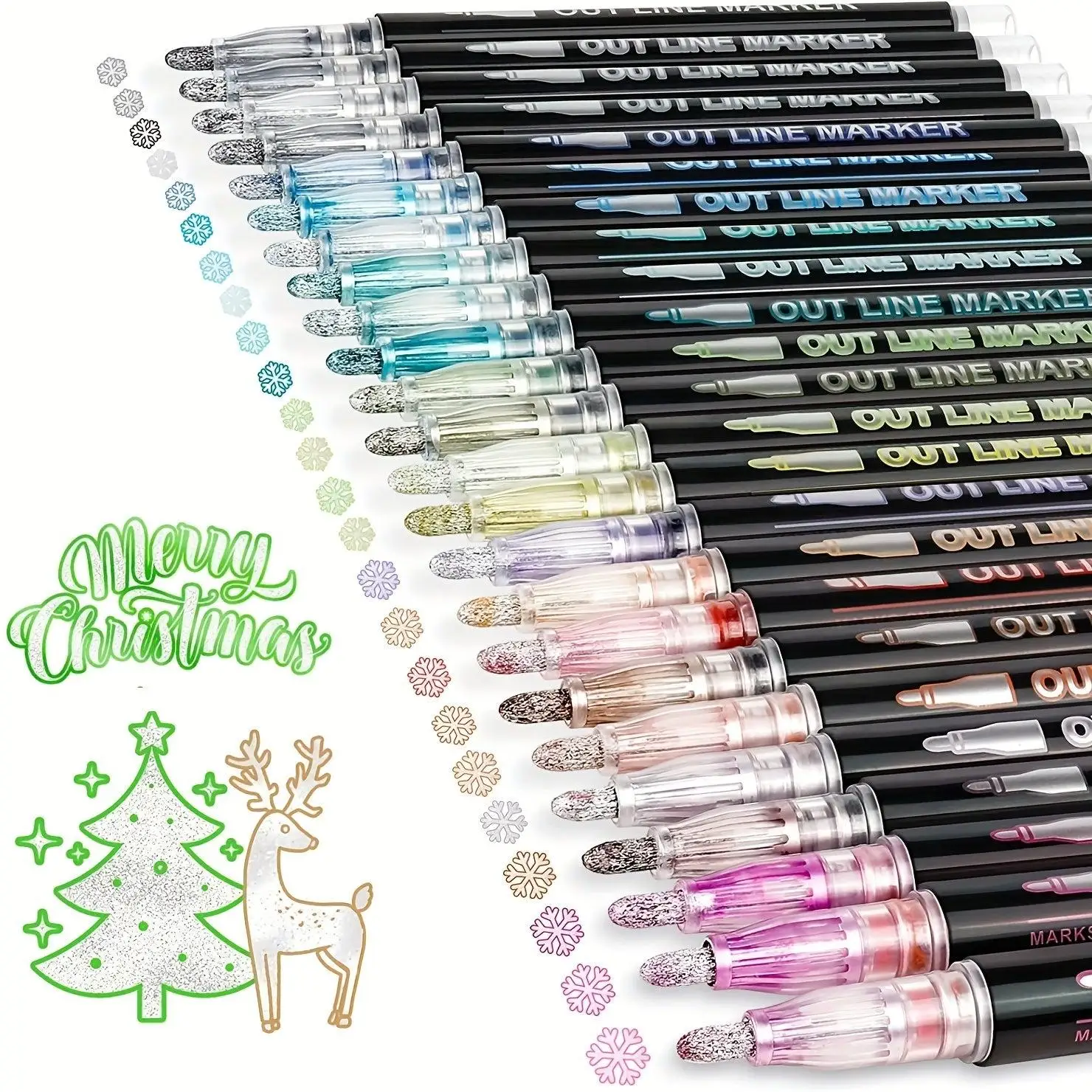 Correction Pen Fine - Dubbelzijdige metallic art-pennen met zelfontplooiende, penseel-